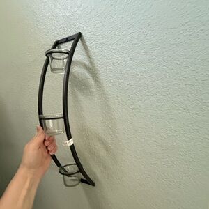 Metal Wall-Mounted Candle Holder — Black - pair of 2